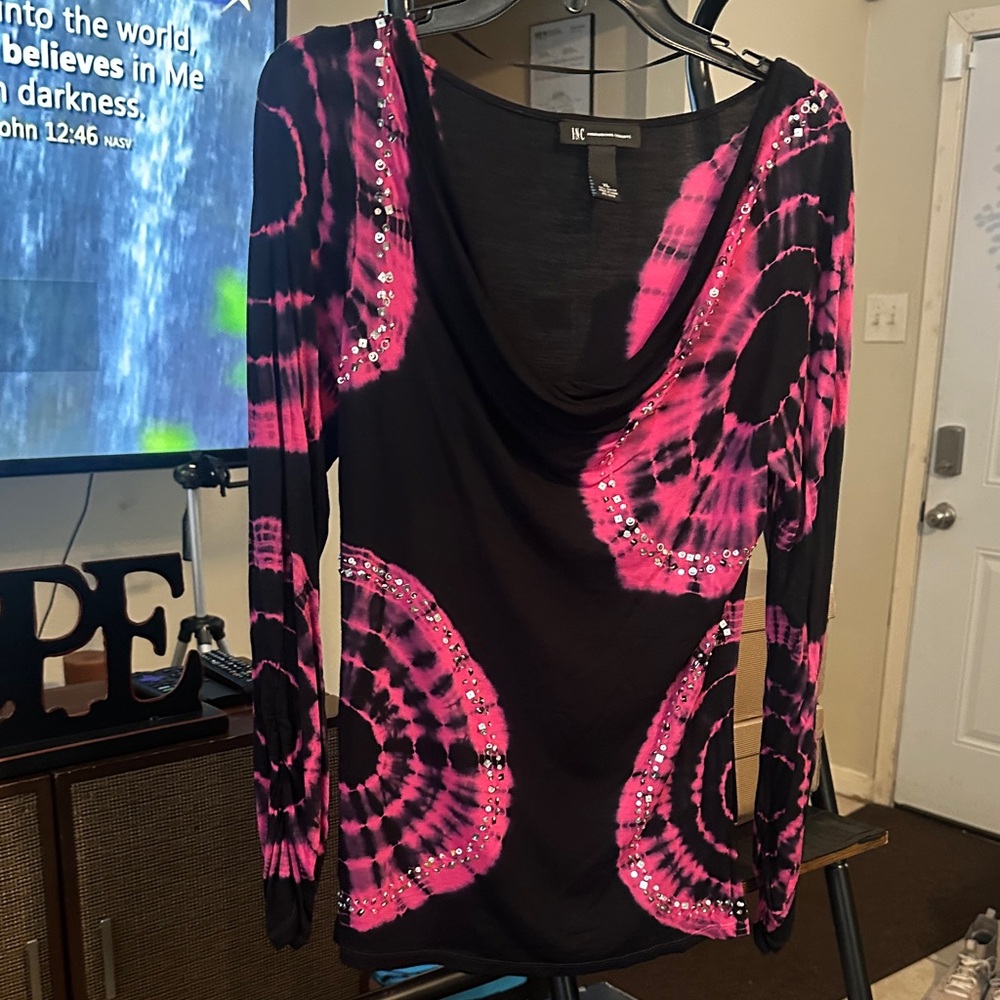 INC International Concepts Black and Pink Blouse